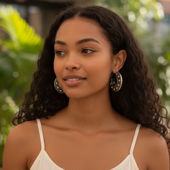 Free People Jewelry - Free People Studded Horseshoe Hoop Earrings NWT